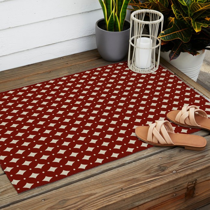 Vintage Stars VII Ruby Red Outdoor Rug Gallery Image 2
