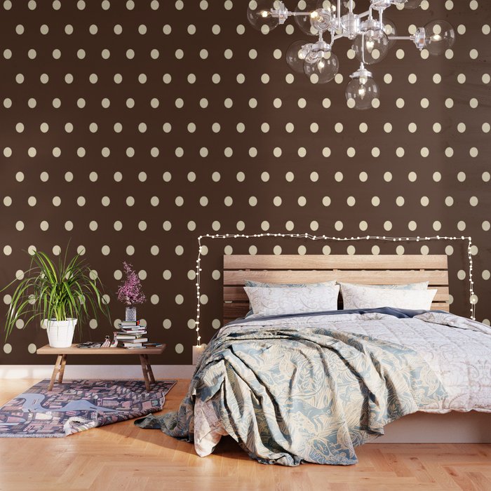 Vintage polka dots baroque brown & cream Wallpaper Gallery Image 1