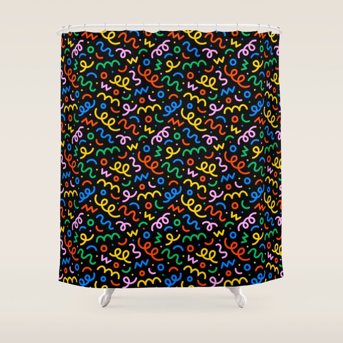 Fun colorful doodle art pattern Shower Curtain Gallery Image 1