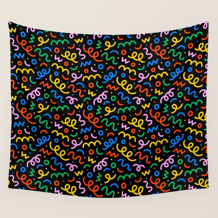 Fun colorful doodle art pattern Wall Tapestry Gallery Image 4