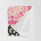 Folk Art Mandala - black, pink, and cream Throw Blanket Gallery Image 3