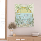 tropical vibes fl sunshine seashells waves // retro surf art by surfy birdy Wall Tapestry Gallery Image 2