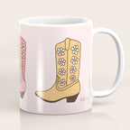 Cowgirl Boots and Daisies, Blush Pink, Mint, Cute Pastel Cowboy Pattern Coffee Mug Gallery Image 1