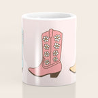 Cowgirl Boots and Daisies, Blush Pink, Mint, Cute Pastel Cowboy Pattern Coffee Mug Gallery Image 4