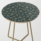 Twinkling Starbursts Mid Century Modern Atomic Pattern in Navy Blue and Light Mustard Side Table Gallery Image 2