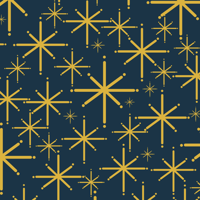 Twinkling Starbursts Mid Century Modern Atomic Pattern in Navy Blue and Light Mustard Coffee Mug Gallery Image 2