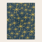 Twinkling Starbursts Mid Century Modern Atomic Pattern in Navy Blue and Light Mustard Notebook Gallery Image 4