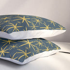 Twinkling Starbursts Mid Century Modern Atomic Pattern in Navy Blue and Light Mustard Pillow Sham Gallery Image 3