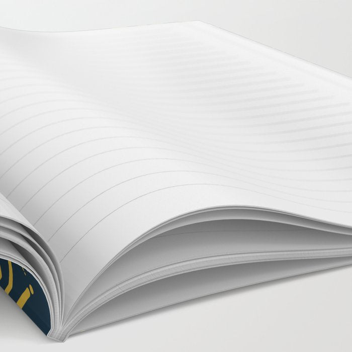 Twinkling Starbursts Mid Century Modern Atomic Pattern in Navy Blue and Light Mustard Notebook Gallery Image 2