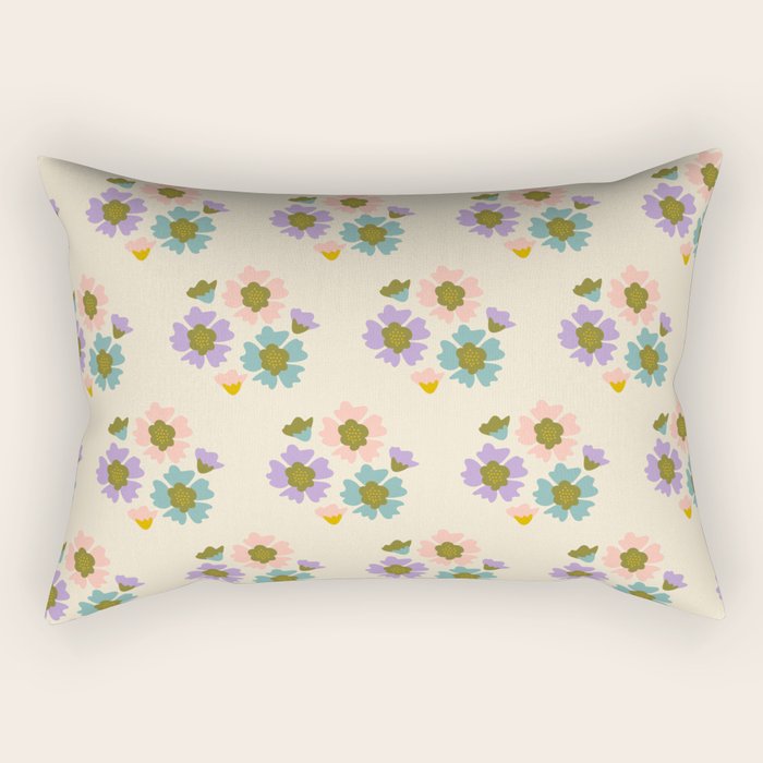 Blooming Flower - Cream  Rectangular Pillow Gallery Image 1