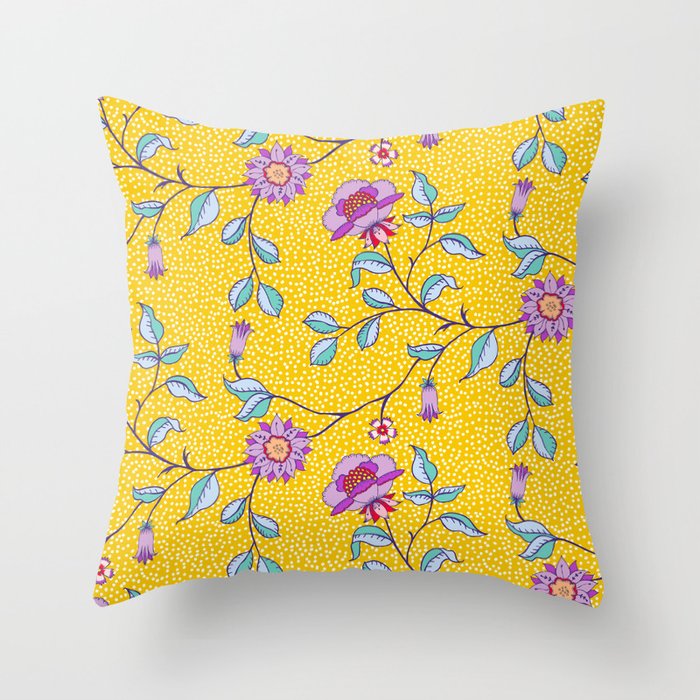 Vibrant Vintage Blooms Throw Pillow Gallery Image 1