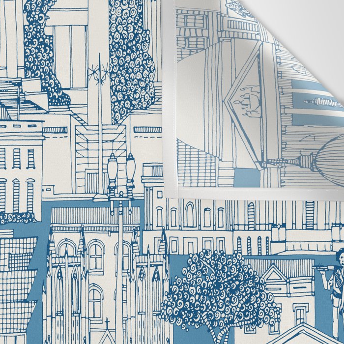 Washington DC toile blue Wall Tapestry Gallery Image 3