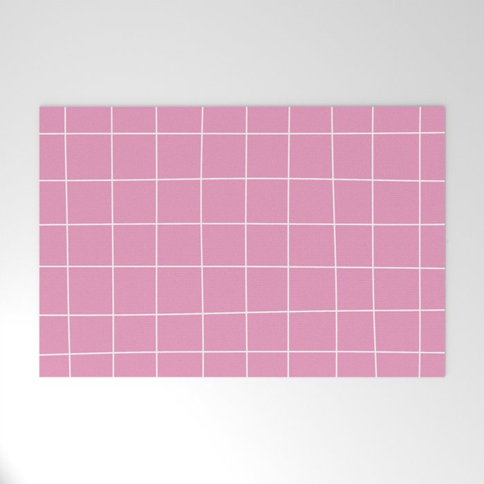Hand Drawn Grid Hot Pink Welcome Mat Gallery Image 1