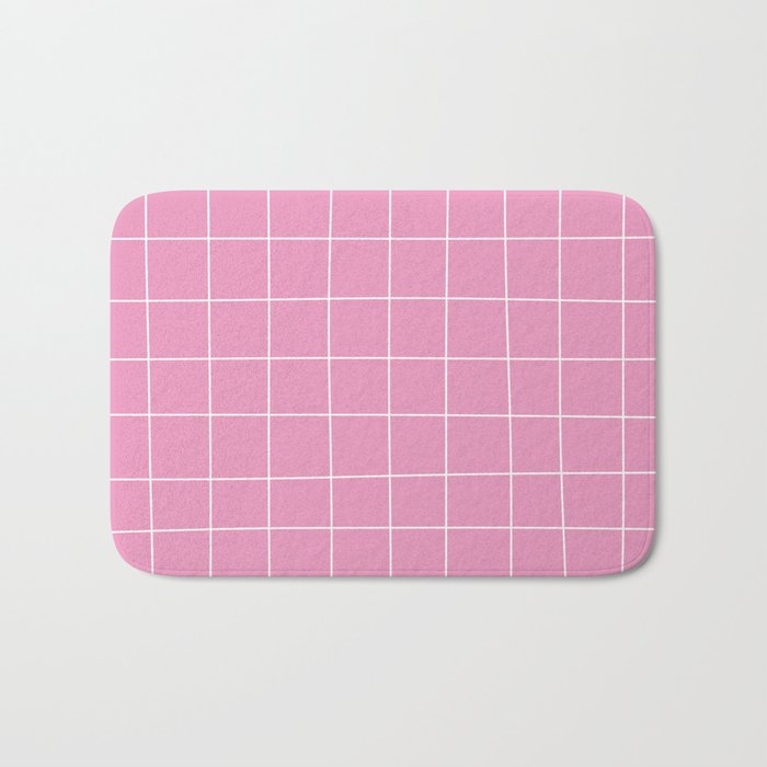 Hand Drawn Grid Hot Pink Bath Mat Gallery Image 1