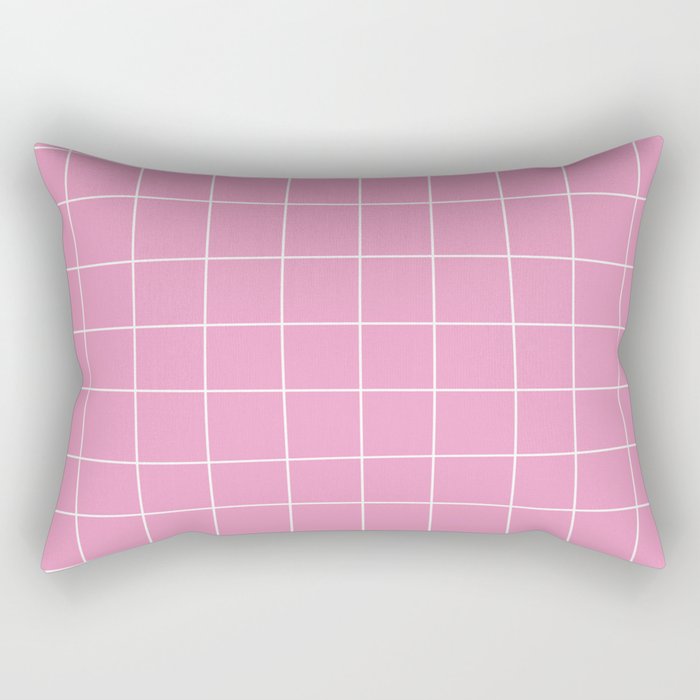 Hand Drawn Grid Hot Pink Rectangular Pillow Gallery Image 1