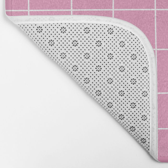 Hand Drawn Grid Hot Pink Bath Mat Gallery Image 2