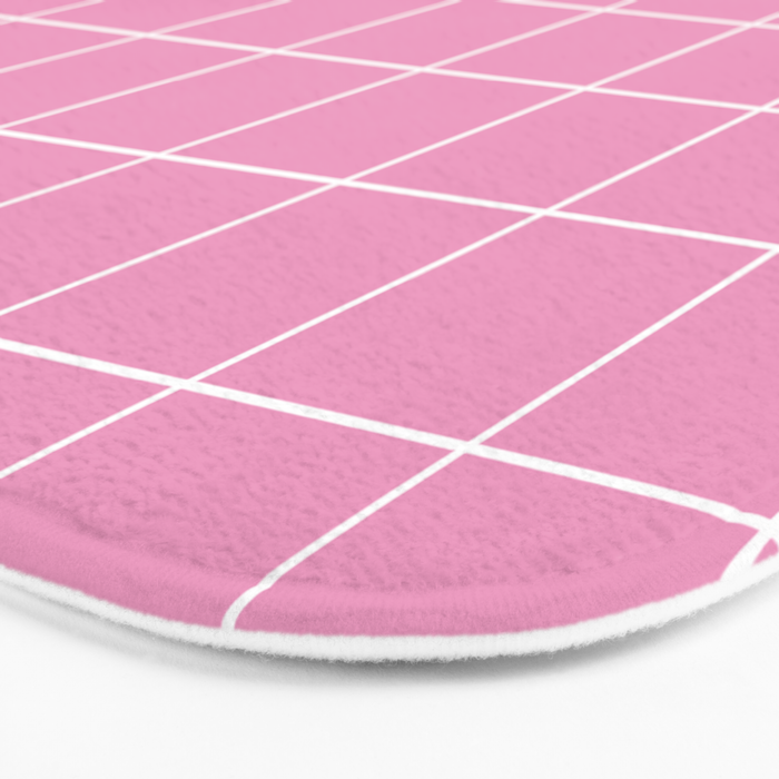 Hand Drawn Grid Hot Pink Bath Mat Gallery Image 3