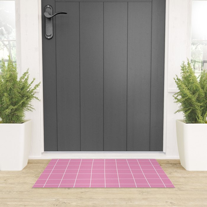 Hand Drawn Grid Hot Pink Welcome Mat Gallery Image 3