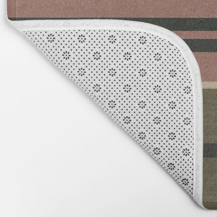 linen stripes (olive green and pink) Bath Mat Gallery Image 2