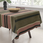 linen stripes (olive green and pink) Tablecloth Gallery Image 3