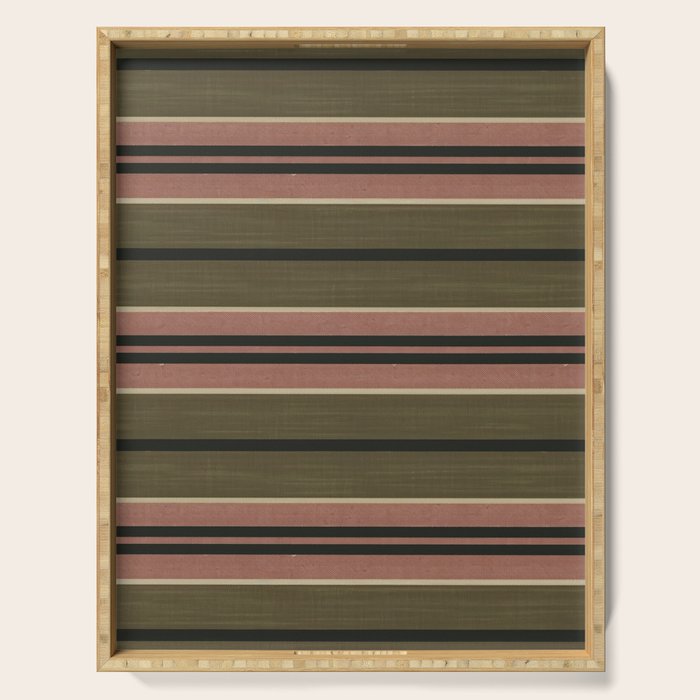 linen stripes (olive green and pink) Serving Tray Gallery Image 1
