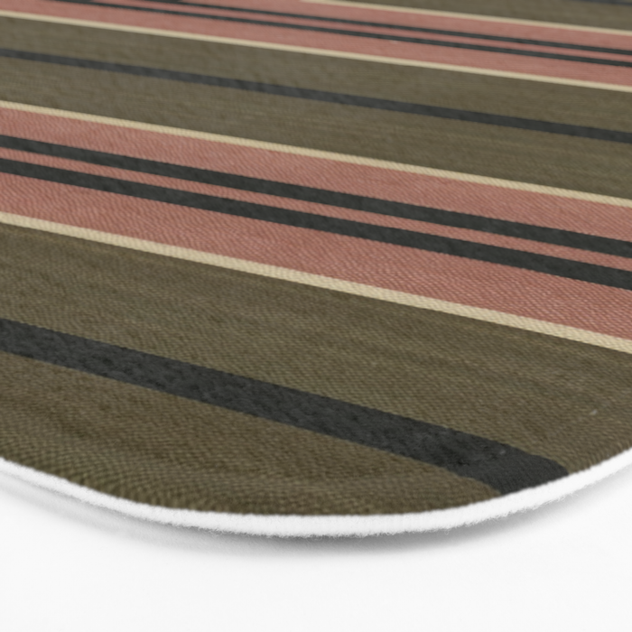 linen stripes (olive green and pink) Bath Mat Gallery Image 3