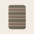 linen stripes (olive green and pink) Bath Mat Gallery Image 1