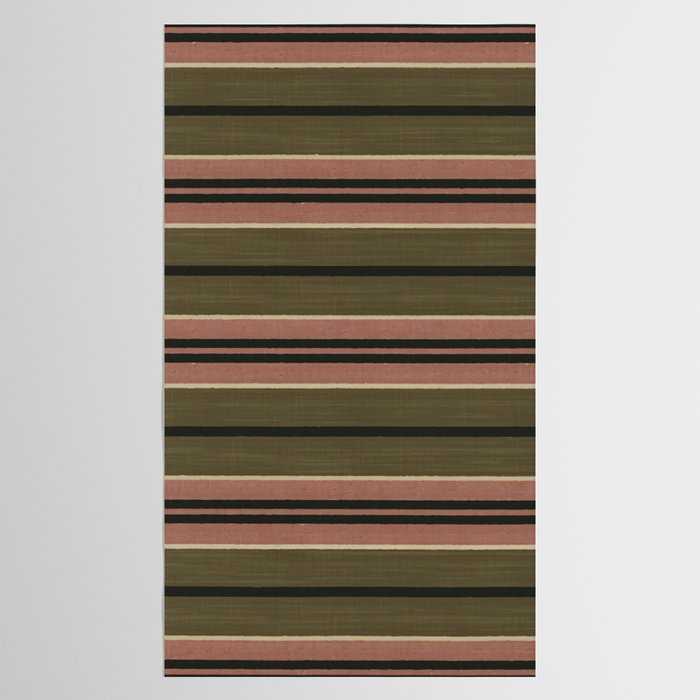 linen stripes (olive green and pink) Tablecloth Gallery Image 2