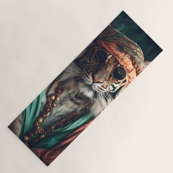 Namastig, Retro Portrait Tiger Prints Yoga Mat Gallery Image 1