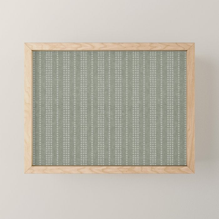 irregular striped dots - sage Mini Art Print Gallery Image 1