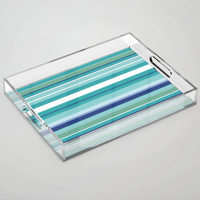 Tropical Blue Stripe|Banana Leaf Coordinate|Renee Davis Acrylic Tray Gallery Image 1