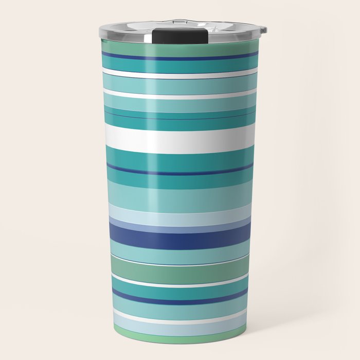 Tropical Blue Stripe|Banana Leaf Coordinate|Renee Davis Travel Mug Gallery Image 1