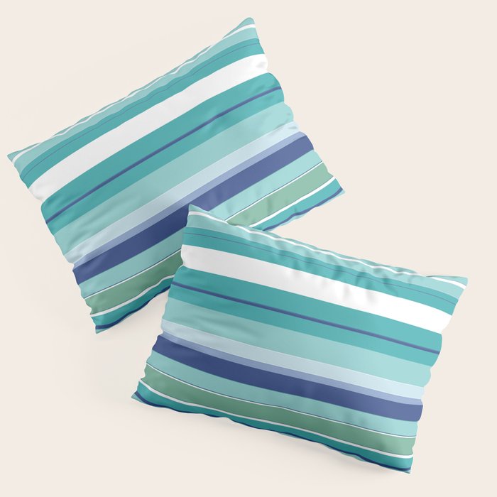 Tropical Blue Stripe|Banana Leaf Coordinate|Renee Davis Pillow Sham Gallery Image 1