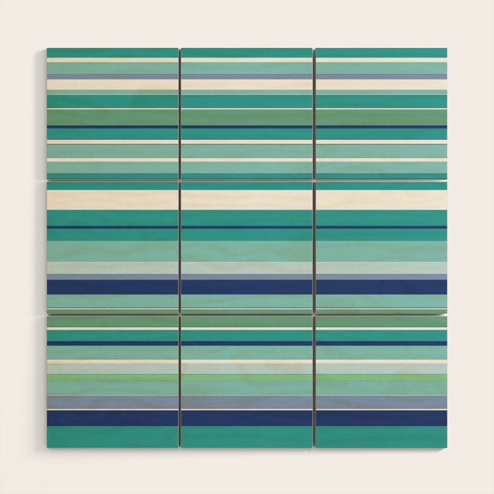 Tropical Blue Stripe|Banana Leaf Coordinate|Renee Davis Wood Wall Art Gallery Image 1