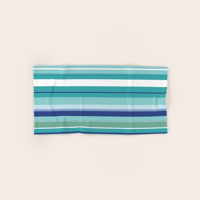 Tropical Blue Stripe|Banana Leaf Coordinate|Renee Davis Bath Towel Gallery Image 1
