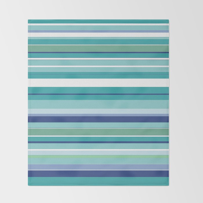 Tropical Blue Stripe|Banana Leaf Coordinate|Renee Davis Throw Blanket Gallery Image 2