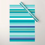 Tropical Blue Stripe|Banana Leaf Coordinate|Renee Davis Wrapping Paper Gallery Image 1