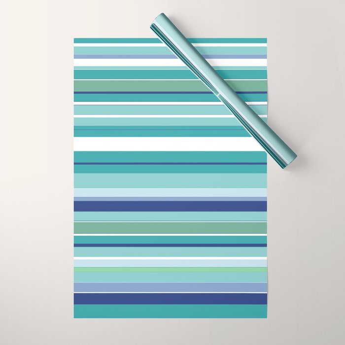 Tropical Blue Stripe|Banana Leaf Coordinate|Renee Davis Wrapping Paper Gallery Image 1