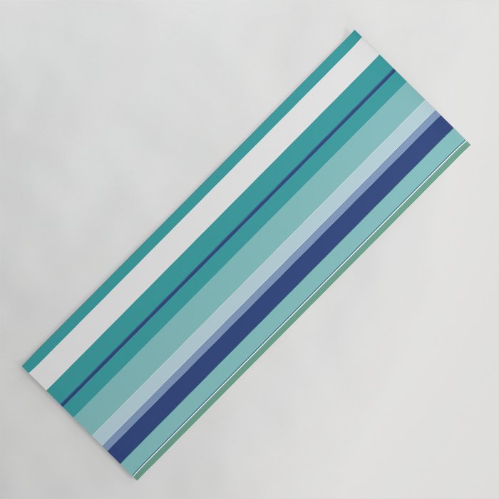 Tropical Blue Stripe|Banana Leaf Coordinate|Renee Davis Yoga Mat Gallery Image 1