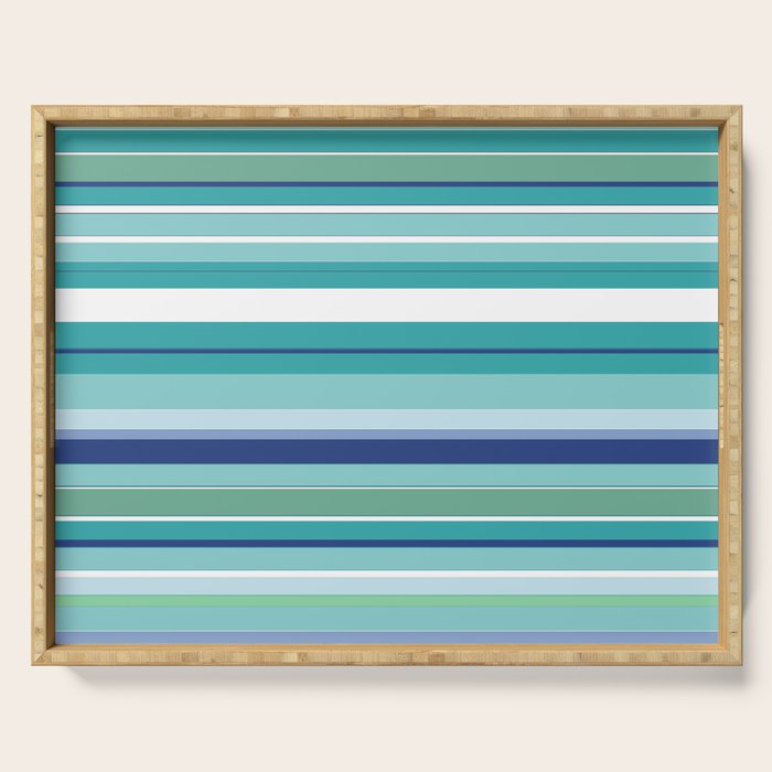 Tropical Blue Stripe|Banana Leaf Coordinate|Renee Davis Serving Tray Gallery Image 1