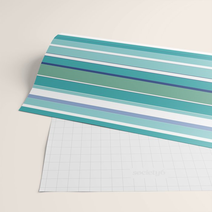 Tropical Blue Stripe|Banana Leaf Coordinate|Renee Davis Wrapping Paper Gallery Image 2