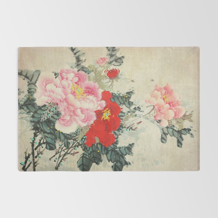 Chinese Peony Blooming Floral Art Rug Gallery Image 2