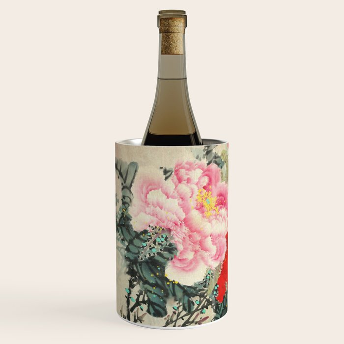 Chinese Peony Blooming Floral Art Wine Chiller Gallery Image 2