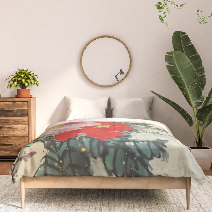 Chinese Peony Blooming Floral Art Comforter Gallery Image 3