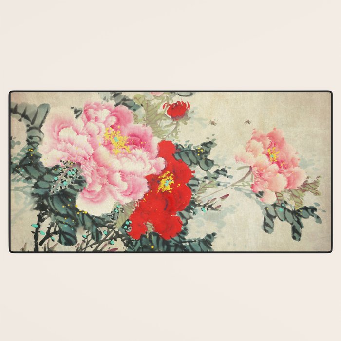 Chinese Peony Blooming Floral Art Desk Mat Gallery Image 3