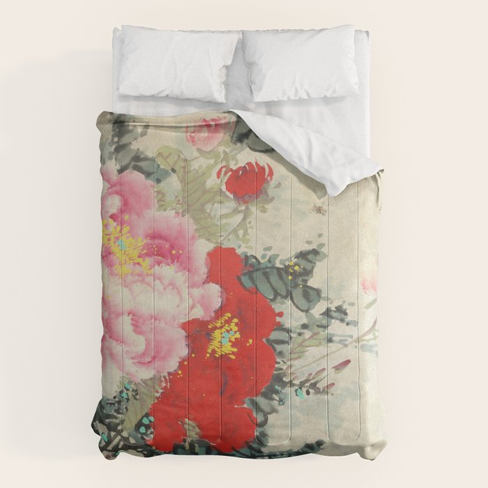 Chinese Peony Blooming Floral Art Comforter Gallery Image 6