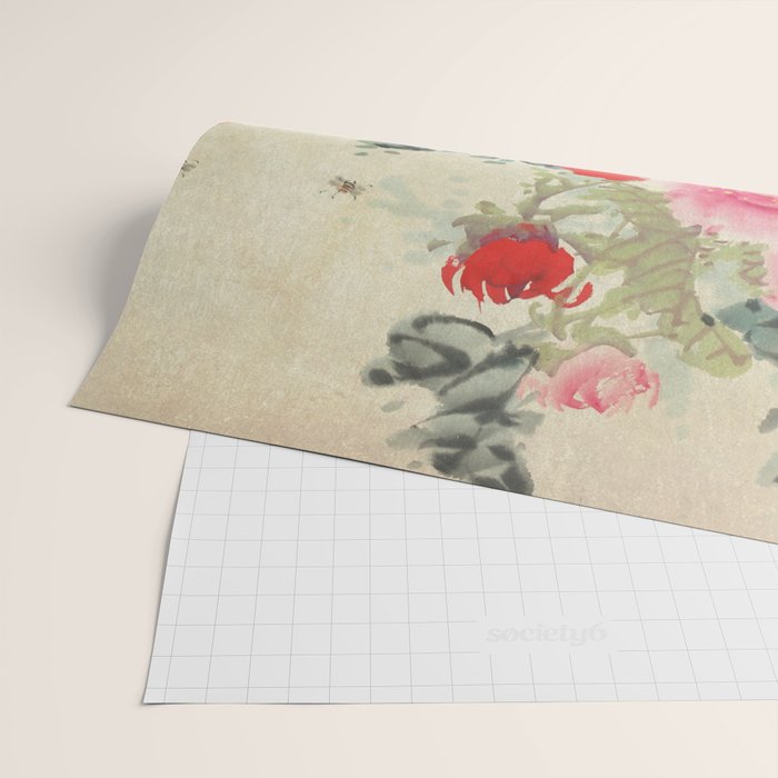 Chinese Peony Blooming Floral Art Wrapping Paper Gallery Image 2