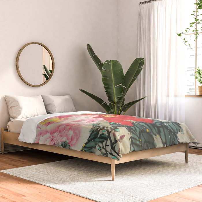 Chinese Peony Blooming Floral Art Comforter Gallery Image 2