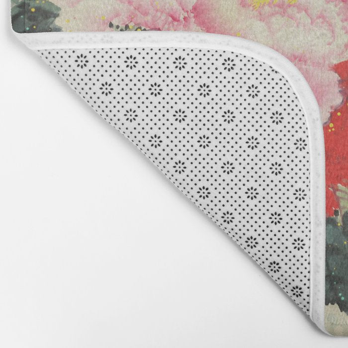 Chinese Peony Blooming Floral Art Bath Mat Gallery Image 2