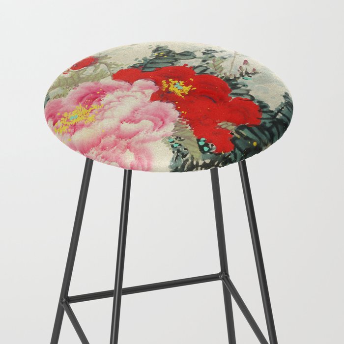 Chinese Peony Blooming Floral Art Stool Gallery Image 2
